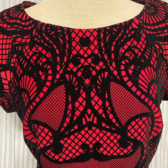 Worthington Red and Black Graphic Midi Dress - Picture 2 of 5